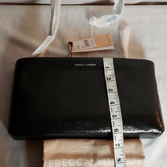 NEW REBECCA MINKOFF Croc Embossed Leather Clutch